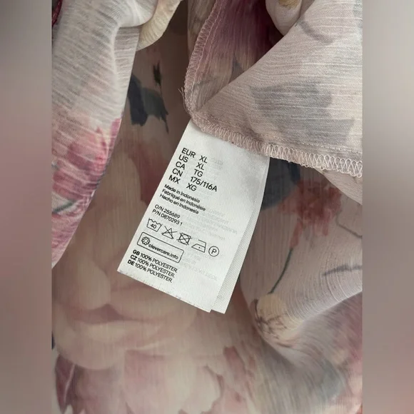 H&M Sheer Floral Blouse | Romantic Boho Ruffle Sleeve Top XL - Picture 3 of 7